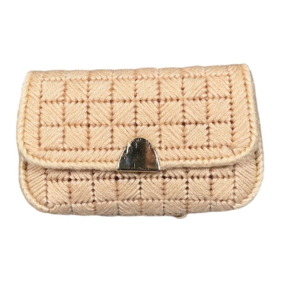 Vintage Crochet Clutch Purse Cream Metal Clasp Formal